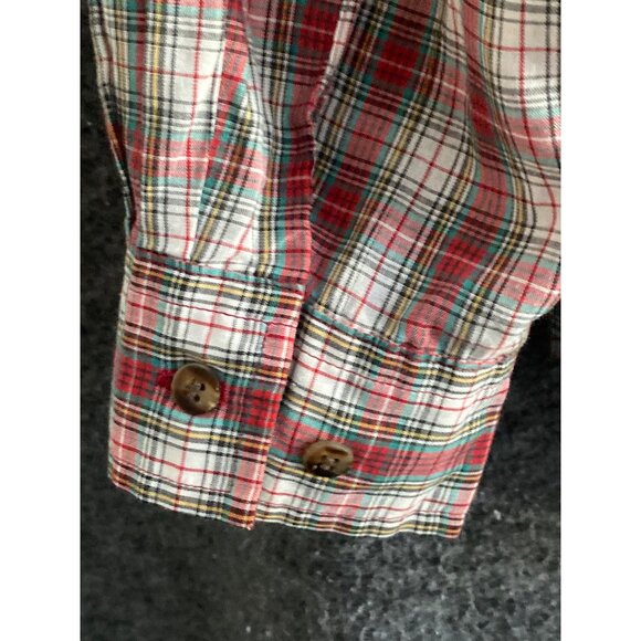 VTG Witts End Plaid LS Shirt Button Front Top Red Green White Men Large - Picture 11 of 13